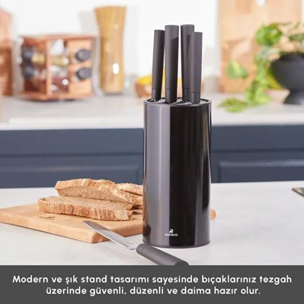 KARACA OSCAR BLACK STANTLI 6 PARÇA BIÇAK SETİ