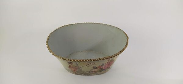 GİZHOME OVAL METAL DEKORATİF KOVA SAKSI BÜYÜK BOY
