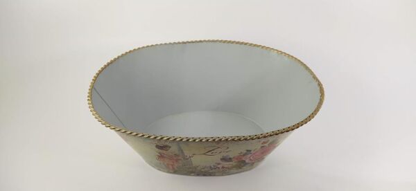 GİZHOME OVAL METAL DEKORATİF KOVA SAKSI BÜYÜK BOY