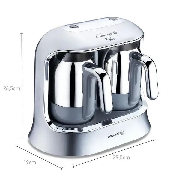 KORKMAZ A861-06 KAHVEKOLİK TWİN KAHVE MAKİNESİ INOX/KROM