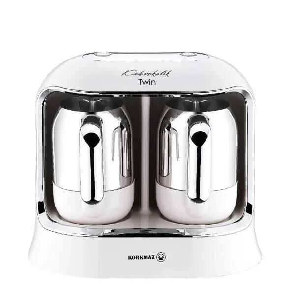 KORKMAZ A861-08 KAHVEKOLİK TWİN KAHVE MAKİNESİ VANİLYA/KROM