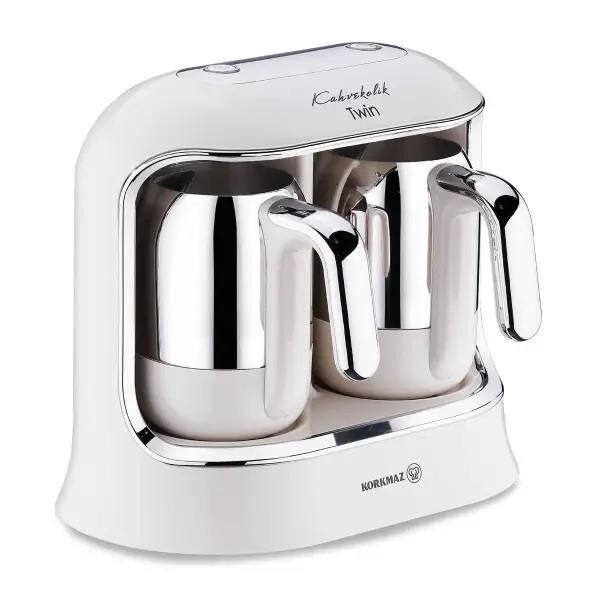 KORKMAZ A861-08 KAHVEKOLİK TWİN KAHVE MAKİNESİ VANİLYA/KROM