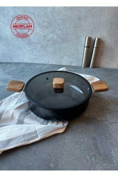 NEOFLAM BIEN ALÜMİNYUM DÖKÜM SIĞ TENCERE SİYAH 24 CM