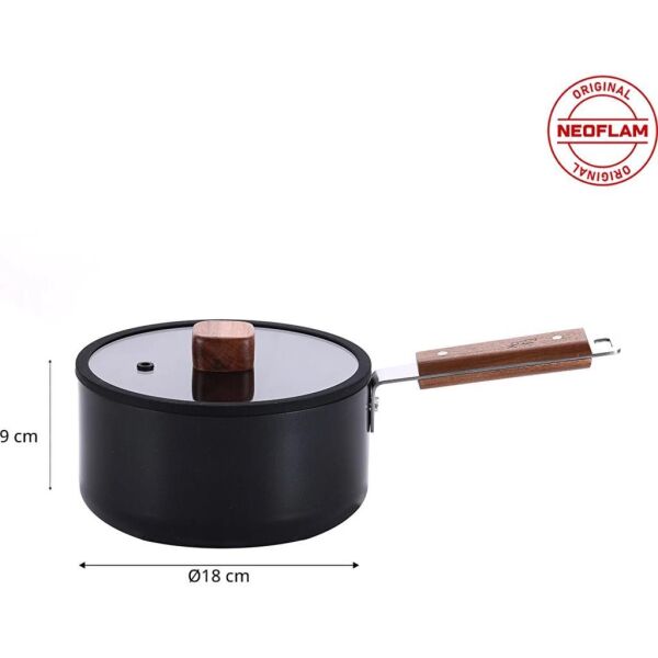 NEOFLAM BIEN ALÜMİNYUM DÖKÜM SOS TENCERESİ SİYAH 18 CM