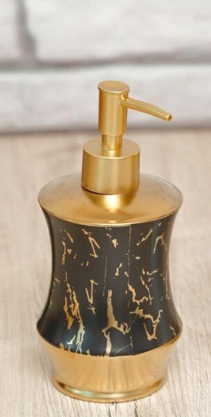AROW FLORA MERMER GÖRÜNÜMLÜ PORSELEN SIVI SABUNLUK SİYAH - GOLD