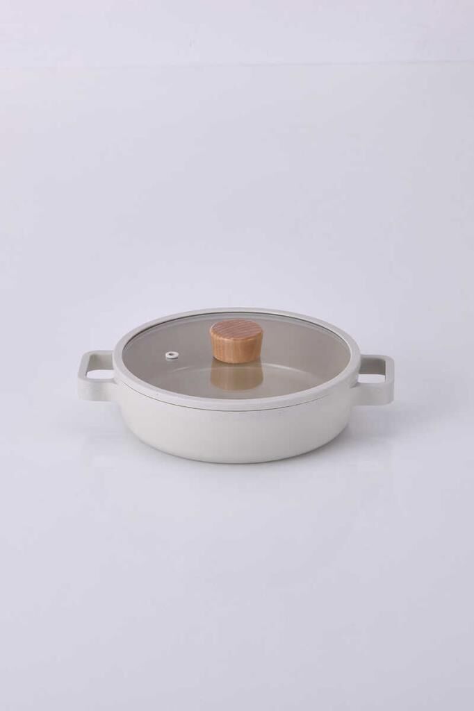 FİKA CAM KAPAKLI ALÜMİNYUM SAHAN 20 CM BEJ