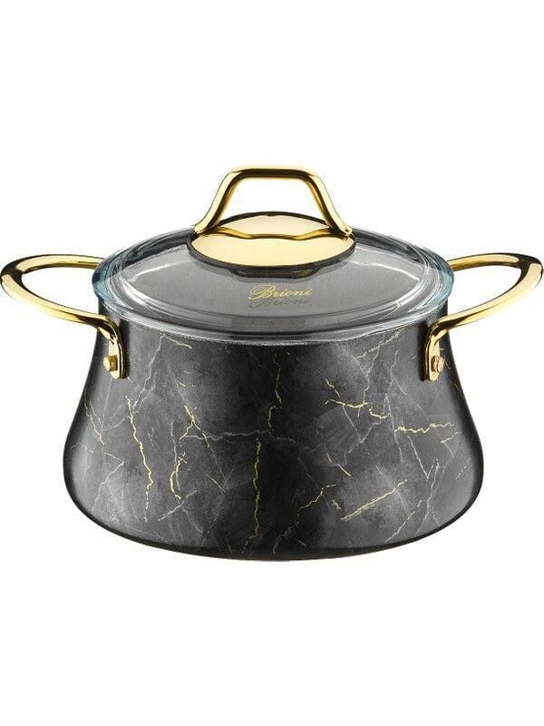 BRİONİ MARBLE 20 CM SİYAH DERİN TENCERE