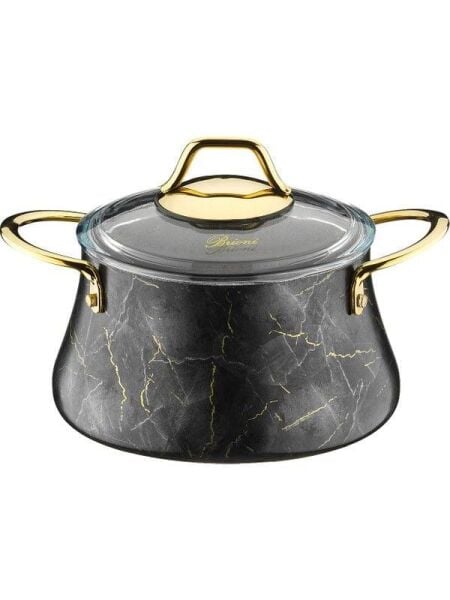 BRİONİ MARBLE 20 CM SİYAH DERİN TENCERE