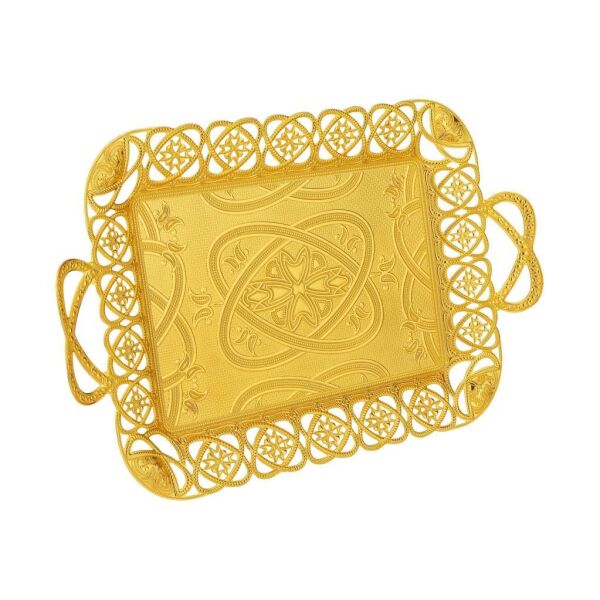 OSENA 6 KİŞİLİK GOLD DİKDÖRTGEN ECEM TELKARİ TEPSİ