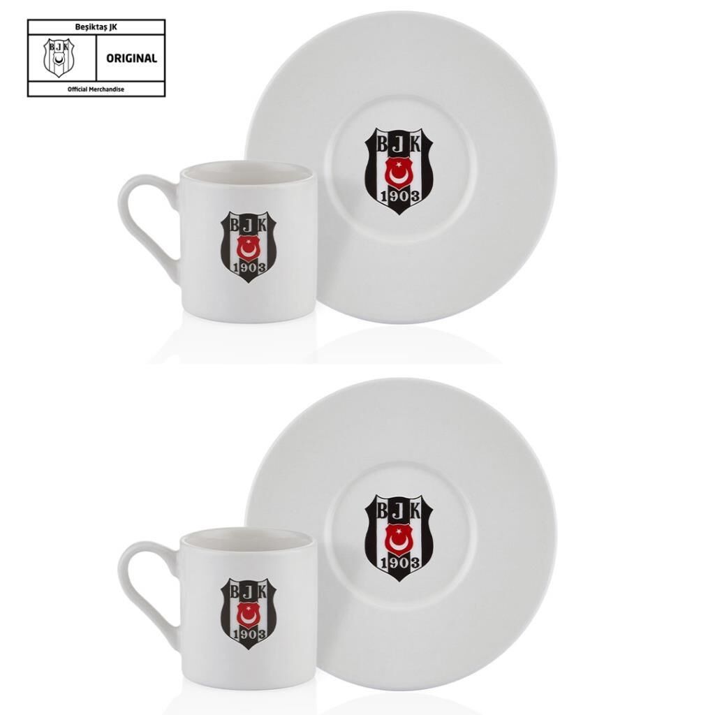 NEVA BEŞİKTAŞ LİSANSLI ARMA LOGO 2Lİ KAHVE FİNCAN TAKIMI