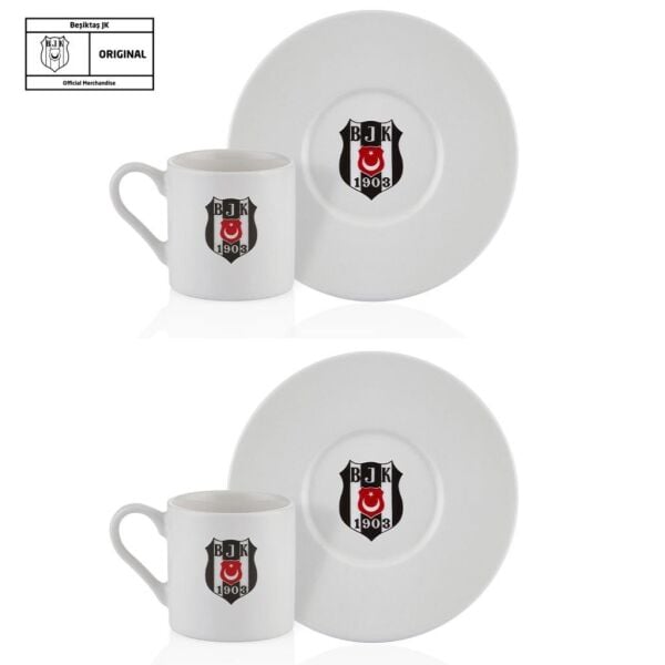 NEVA BEŞİKTAŞ LİSANSLI ARMA LOGO 2Lİ KAHVE FİNCAN TAKIMI