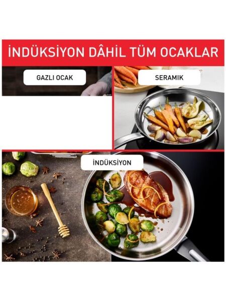 TEFAL DUETTO 8 PARÇA ÇELİK TENCERE SETİ