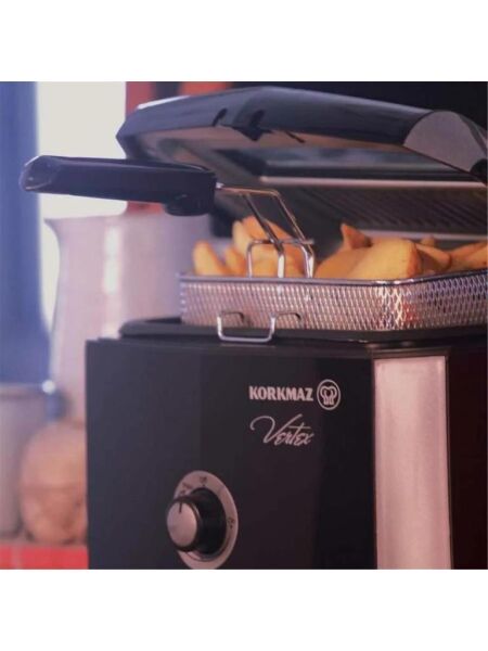 KORKMAZ A486-03 VERTEX FRİTÖZ SİYAH