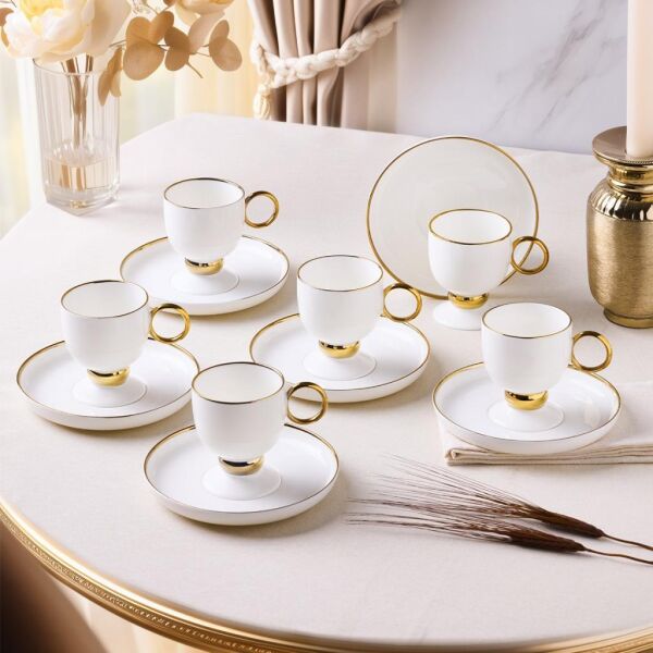 ARYILDIZ MARGAUX GOLD 12 PARÇA 6 KİŞİLİK KAHVE FİNCAN TAKIMI 90 ML