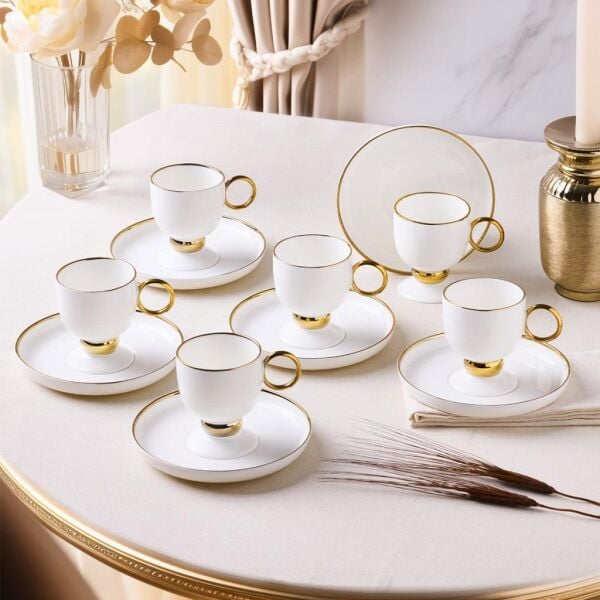 ARYILDIZ MARGAUX GOLD 12 PARÇA 6 KİŞİLİK KAHVE FİNCAN TAKIMI 90 ML