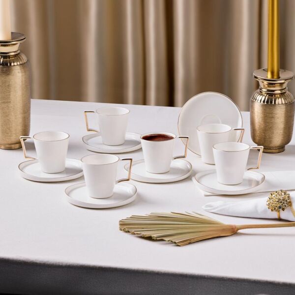 ARYILDIZ CLAIRE GOLD 12 PARÇA 6 KİŞİLİK KAHVE FİNCAN TAKIMI 90 ML