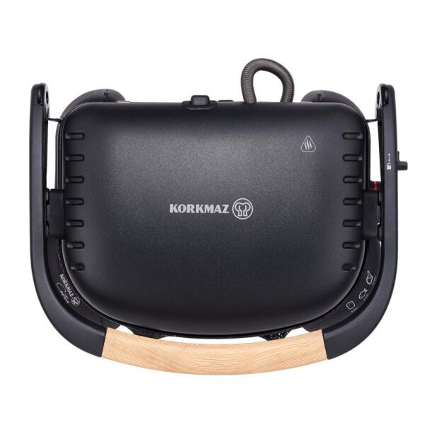 KORKMAZ A324-14 CASTRON TOST MAKİNESİ SİYAH/AHŞAP