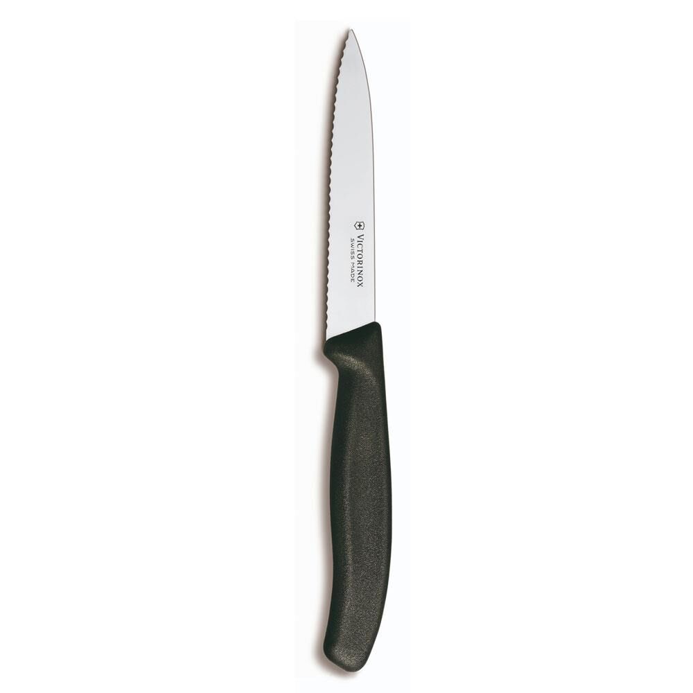 VİCTORİNOX SİVRİ UÇLU TIRTIKLI SOYMA BIÇAĞI 10 CM SİYAH