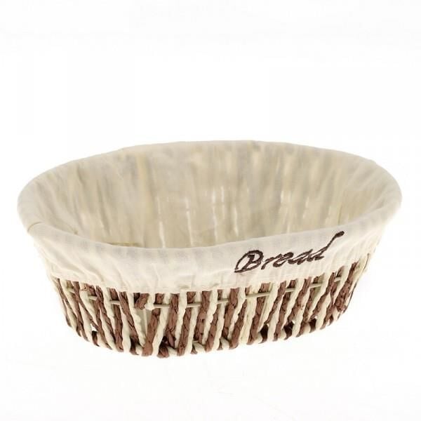 ÜN-EV 1521A ŞIK TASARIMLI OVAL KAHVERENGİ KREM HASIR EKMEK SEPETİ