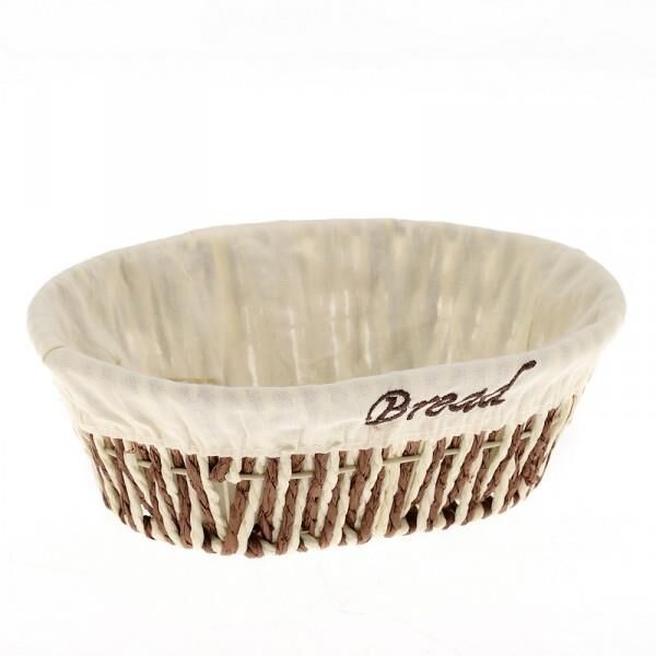 ÜN-EV 1521A ŞIK TASARIMLI OVAL KAHVERENGİ KREM HASIR EKMEK SEPETİ