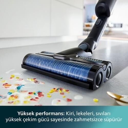 Philips Aqua Trio YENİ 3'ü 1 Arada (Islak, Kuru ve Moplu) Sarjlı ve Kablosuz Dik Süpürge XW9383/01