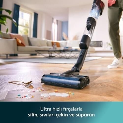 Philips Aqua Trio YENİ 3'ü 1 Arada (Islak, Kuru ve Moplu) Sarjlı ve Kablosuz Dik Süpürge XW9383/01