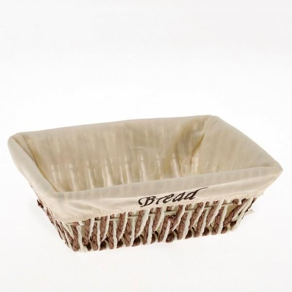ÜN-EV 1522A ŞIK TASARIMLI KAHVERENGİ KREM DİKDÖRGEN HASIR EKMEK SEPETİ