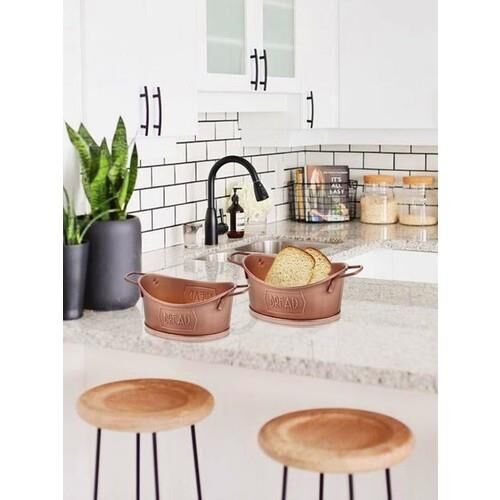 THE MİA GALVANİZ EKMEK SERVİSİ 23x14 CM BAKIR
